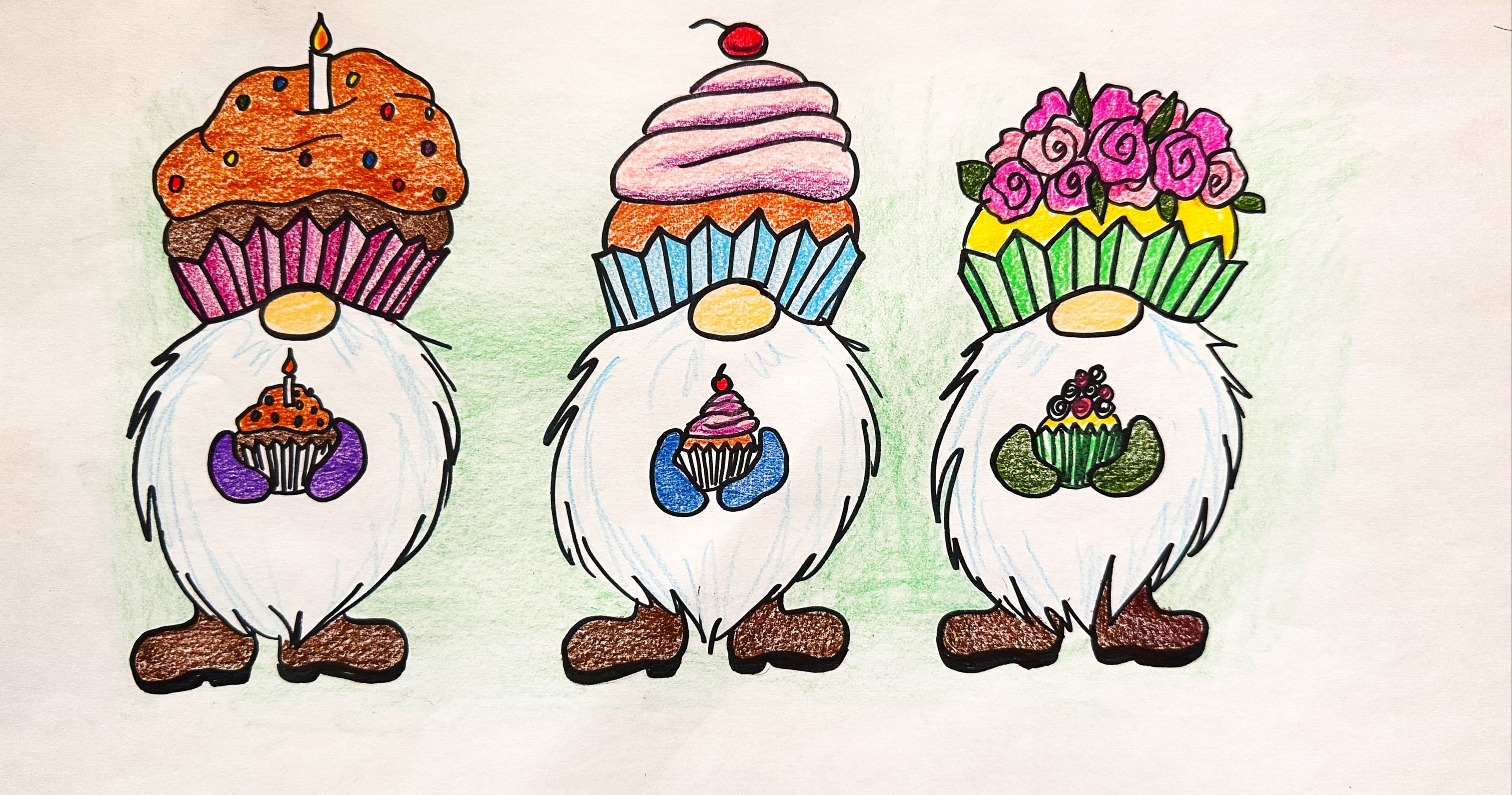 Art Class - Draw Cute Cupcake Gnomes