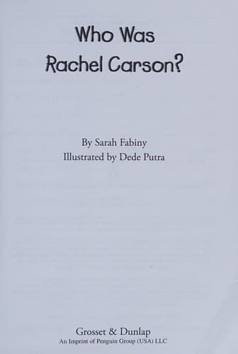 Who Was Rachel Carson? (Sarah Fabiny, Paperback,