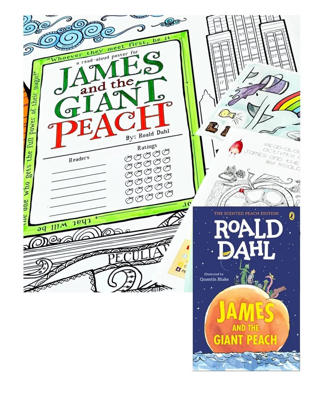 James and the Giant Peach Poster and Book Bundle