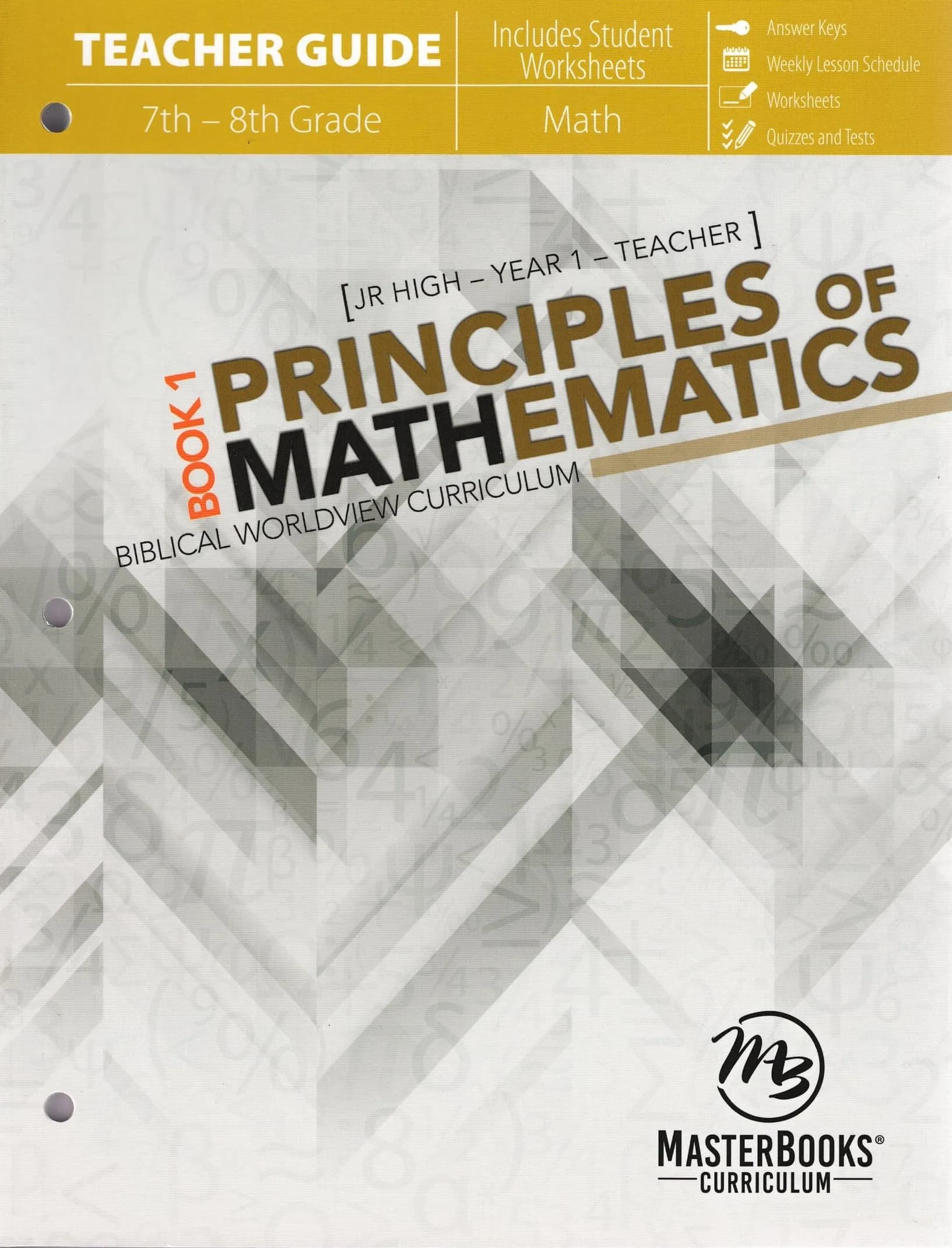 Master Books Principles of Mathematics Book 1 TG