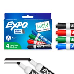 MARKER DRY ERASE CHSELTIP 4COL
