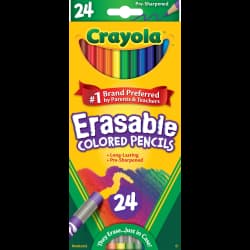 PENCILS COLORED ERASABL 24PK
