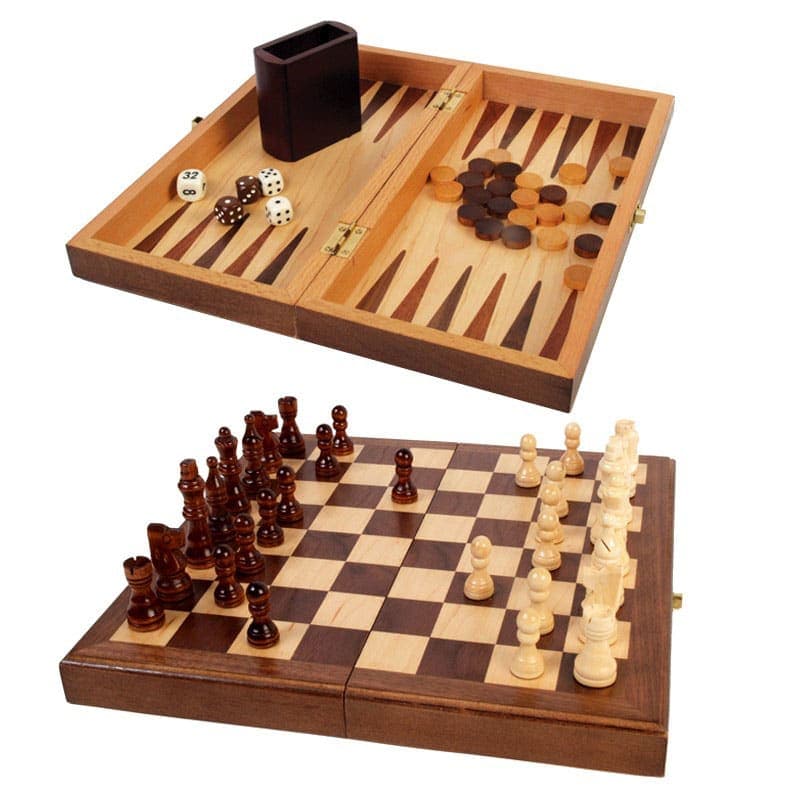 Walnut Wood 3-in-1 Game Set (chess, checkers,