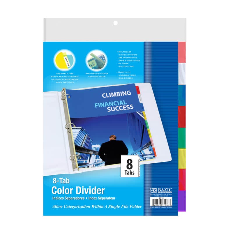 Binder-3-Ring Dividers with 8-Insertable Color