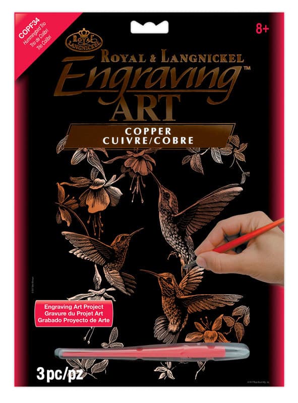 Engraving Art - Hummingbird Trio (Copper Foil)