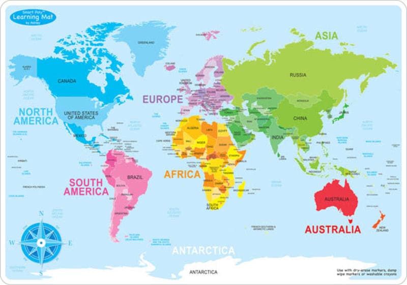 World Map Basic Smart Poly Learning Mat