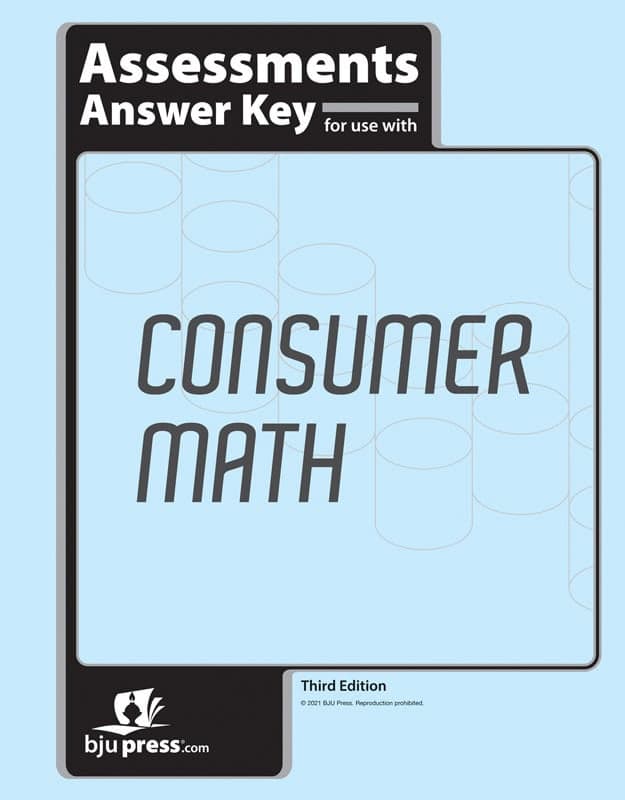 BJU Press Consumer Math Assessments Key 3rd