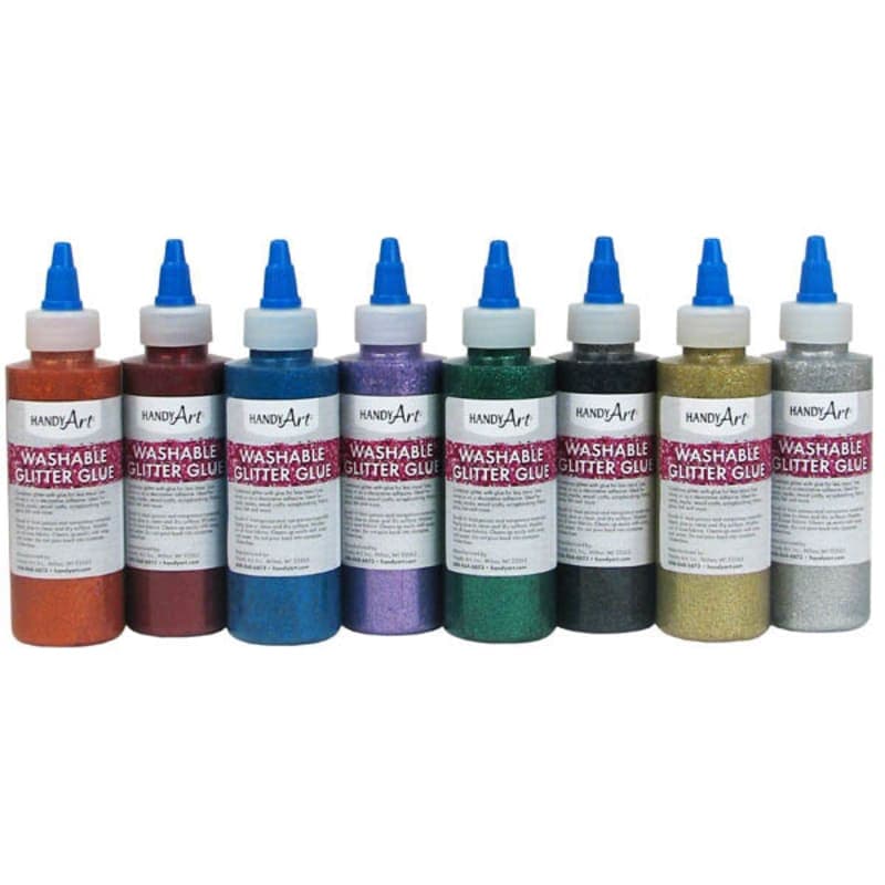 Washable Glitter Glue Primary Colors Set of 8 (4