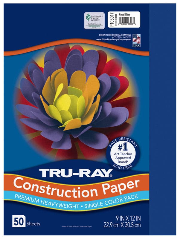 Construction Paper Fade-Resistant 9" x 12" Royal