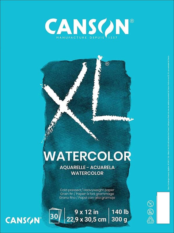 Canson XL Watercolor Pad 9" x 12", 30 Sheets,