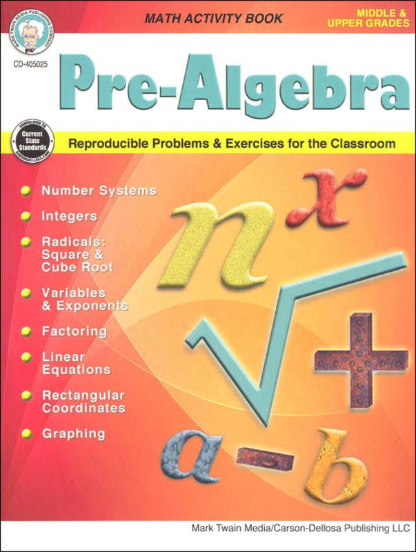 Pre-Algebra Math Activity Book