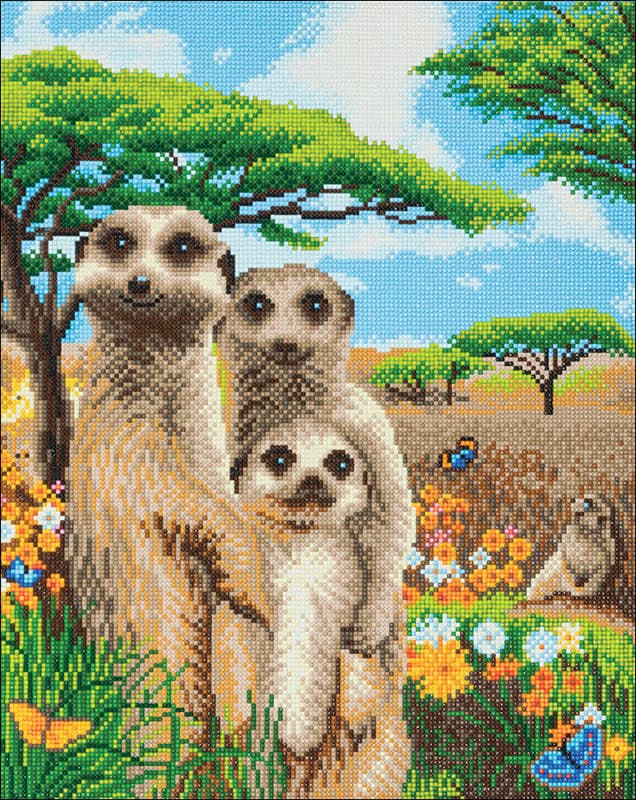 Crystal Art Large Framed Kit - Meerkat Family