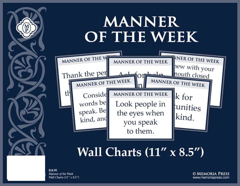 Memoria Press Manner of the Week Wall Charts (11"