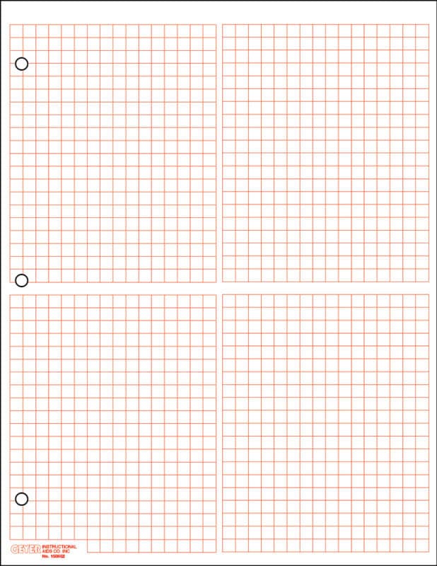 Graph Paper, 4 Quadrant 1/4" Squares (100 sheet