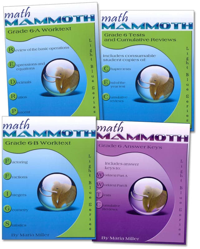 Math Mammoth Grade 6 Set (2022 Edition, Black and