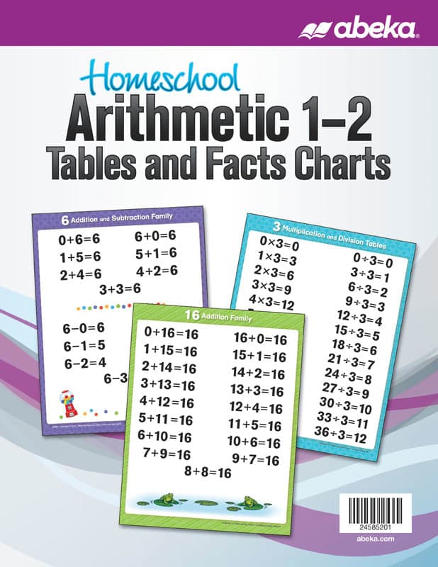 Abeka Homeschool Arithmetic 1-2 Tables and Facts