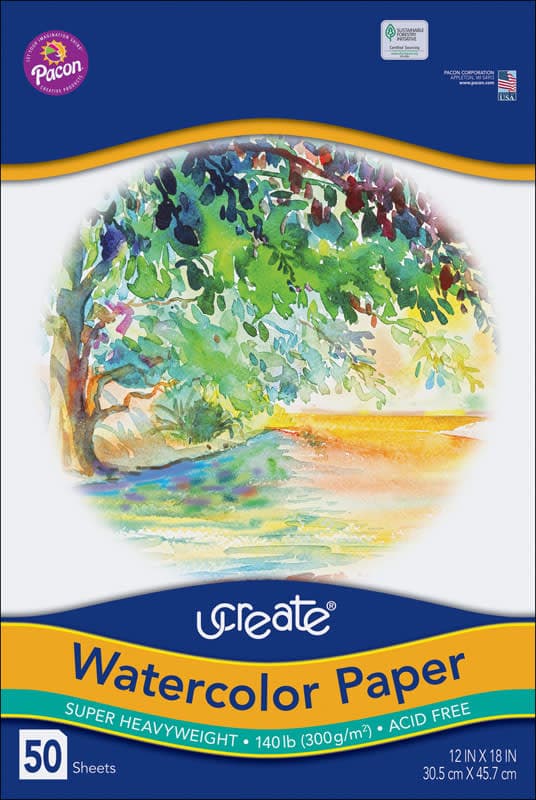 uCreate White Watercolor Paper 140 lb. (12" x