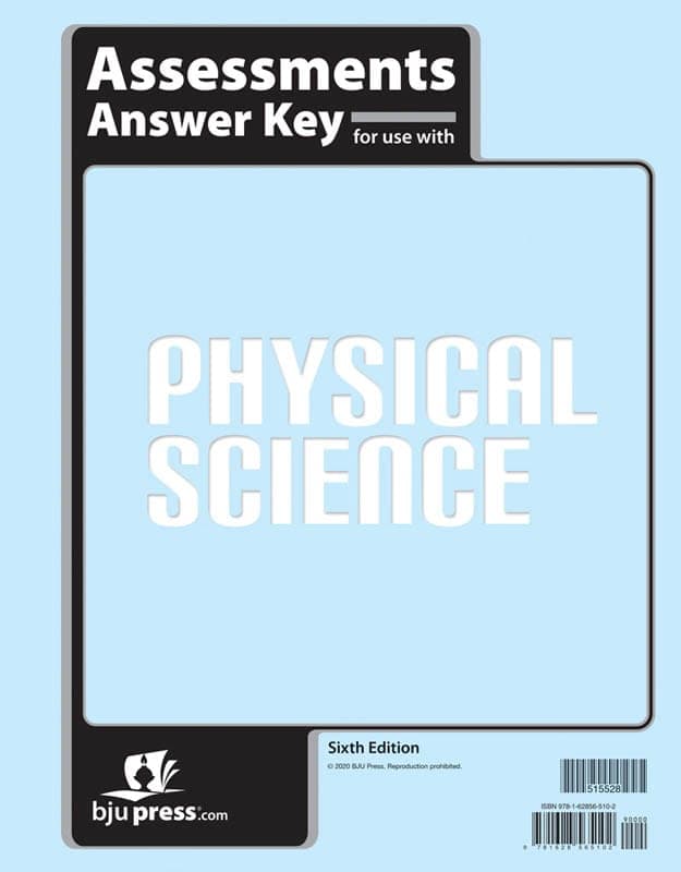 BJU Press Physical Science Assessments Answer Key