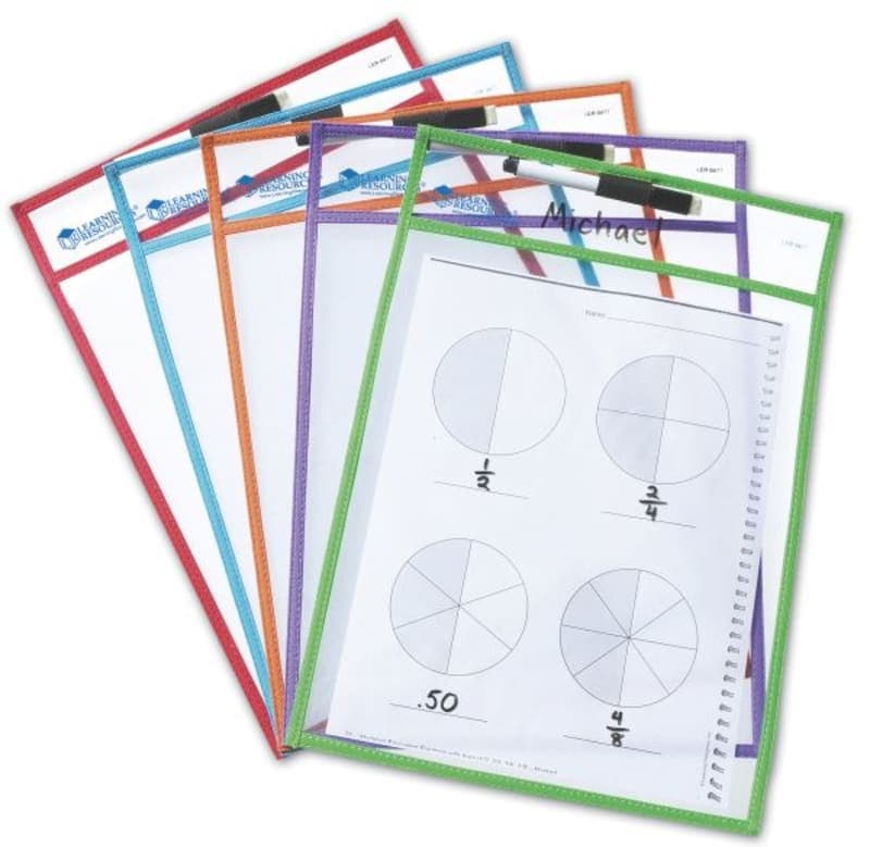 Write & Wipe Pockets With Markers (Set of 5)