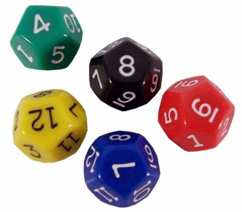 Dodecahedra (12 Sides) Bag of 10 (Assorted Colors)