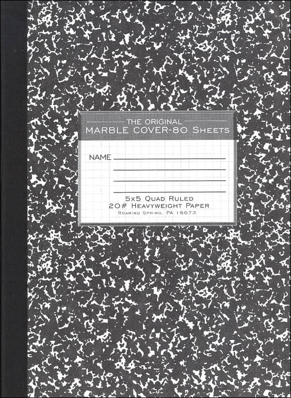 Hard Cover Black Marble Composition Book - Graph