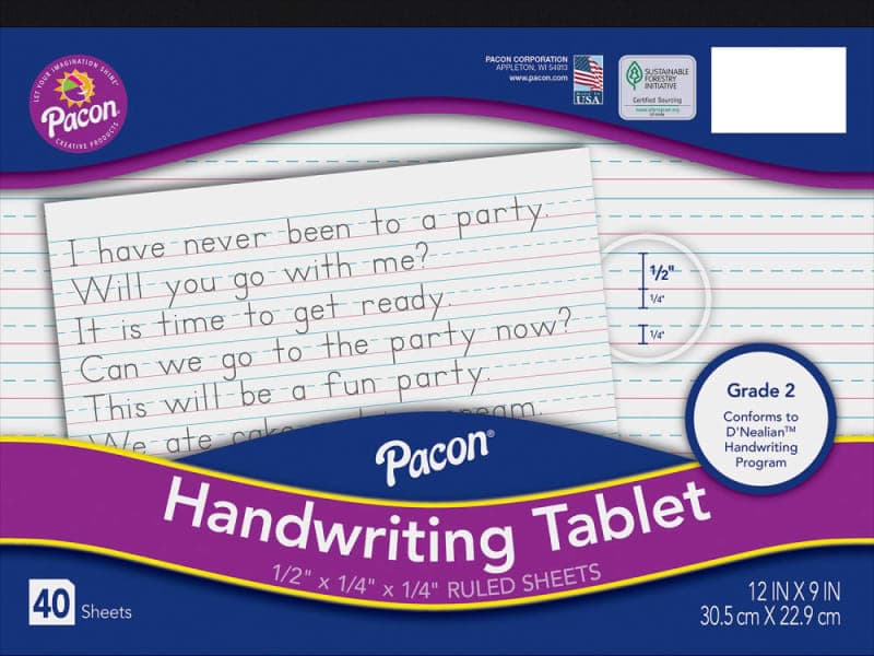 Handwriting Tablet - 1/2" ruled