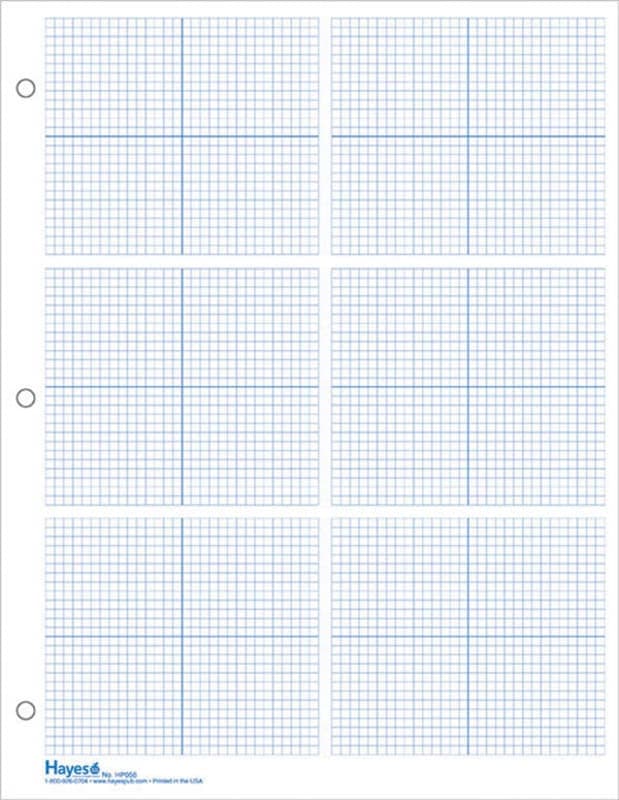 Graph Paper, 6 Grid 1/8" Blue Squares (100 sheet