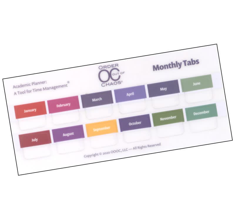 Academic Planner Monthly Tabs