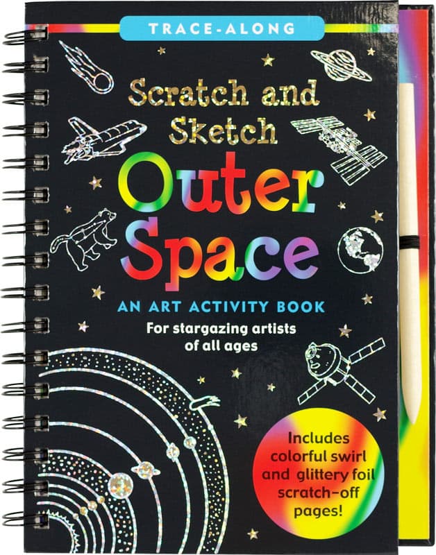 Outer Space Scratch and Sketch Trace Along Art