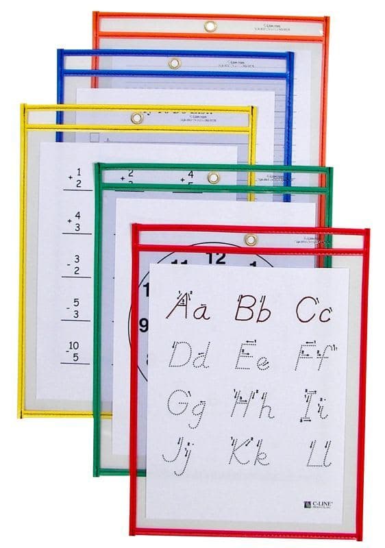 Reusable Dry Erase Pockets - 9" x 12" Single,