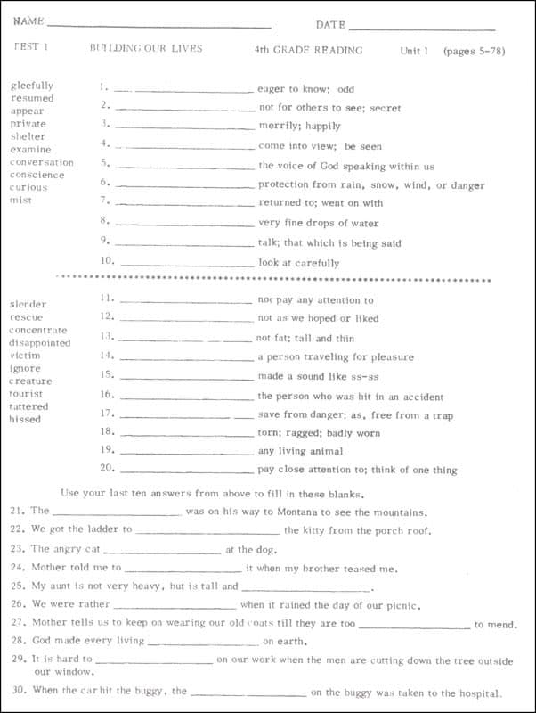 Building Our Lives Test
