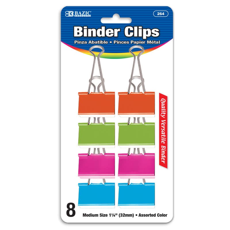 Binder Clips (1 1/4") 8/Pack - Medium, Assorted