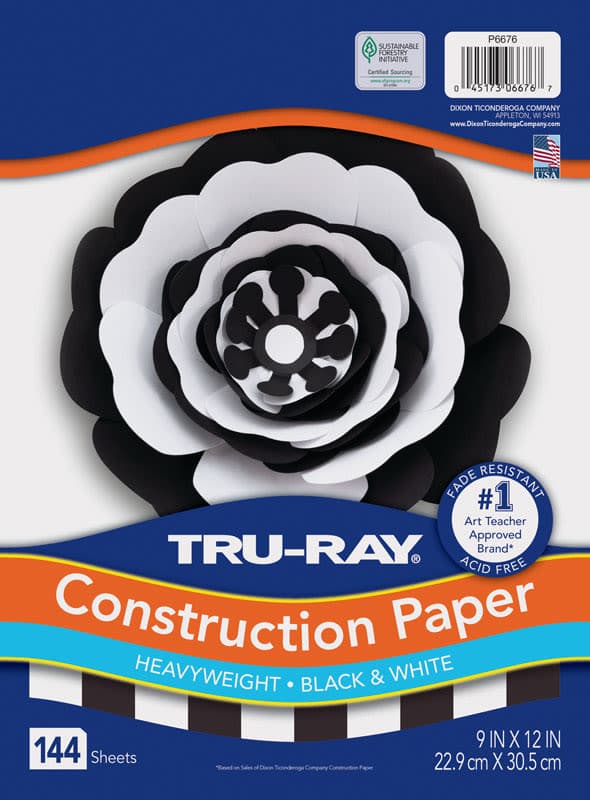 Tru-Ray Construction Paper Black & White 9" x 12"
