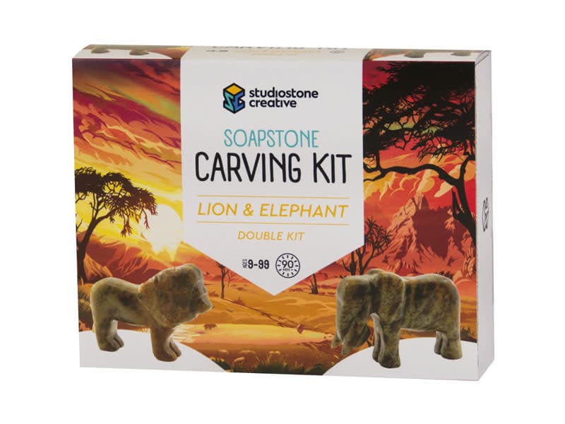 Soapstone Carving Kit - Lion & Elephant (African