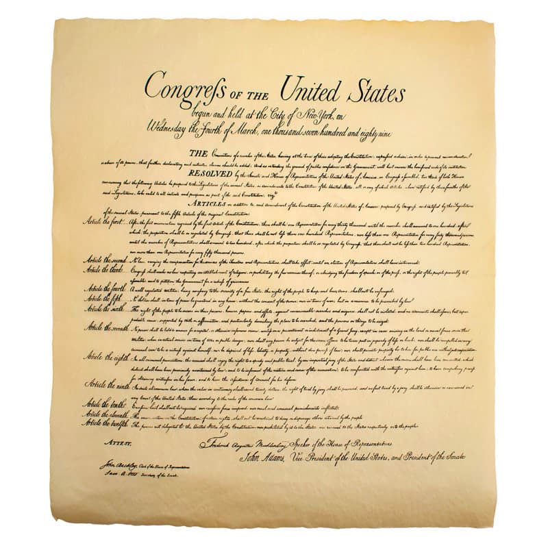 Bill of Rights 1789 Historical Document