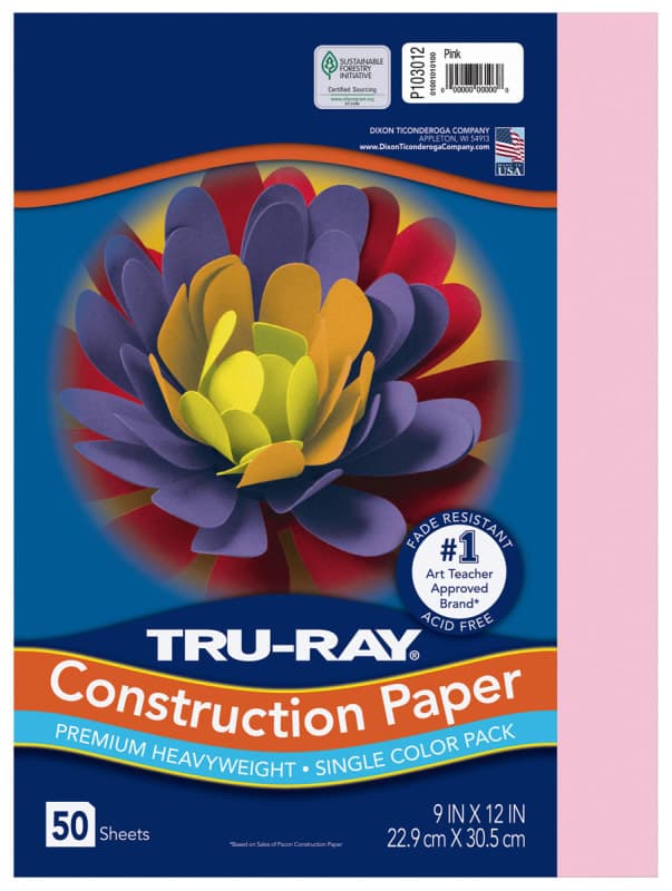 Construction Paper Fade-Resistant 9" x 12" Pink