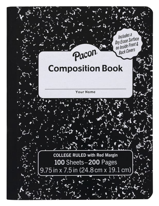 Black Marble Composition Book with Dry Erase