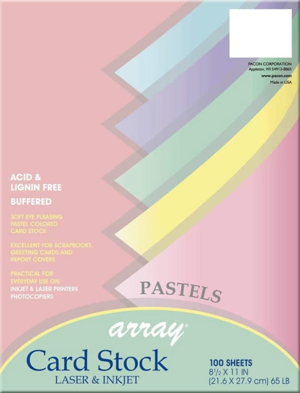 Card Stock - Pastels (100 Sheets - 8.5" x 11" )
