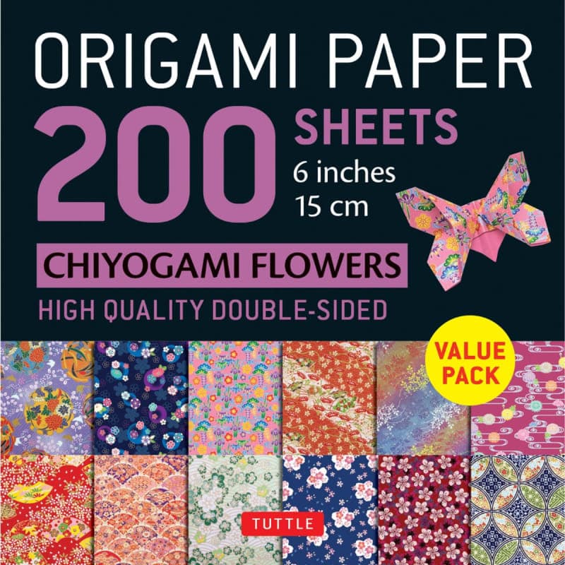 Origami Paper 200 Sheets Chiyogami Flowers 6" (15