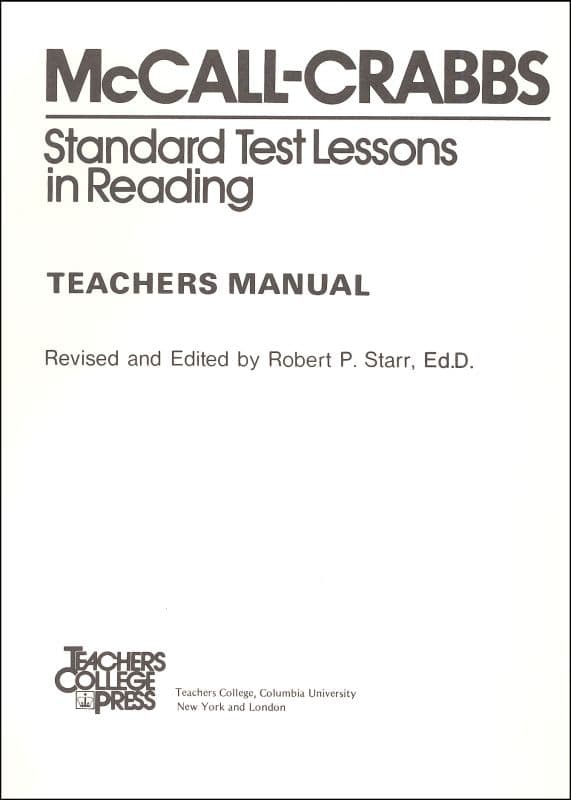 McCall-Crabbs Standard Test Lessons Reading