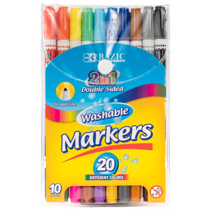 2 in 1 Double-Sided Washable Markers (set of 10)
