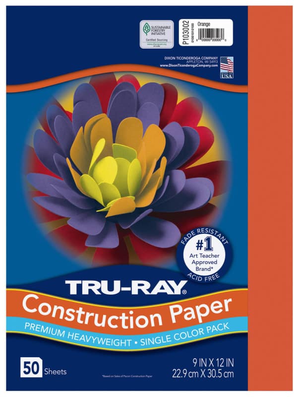 Construction Paper Fade-Resistant 9" x 12" Orange