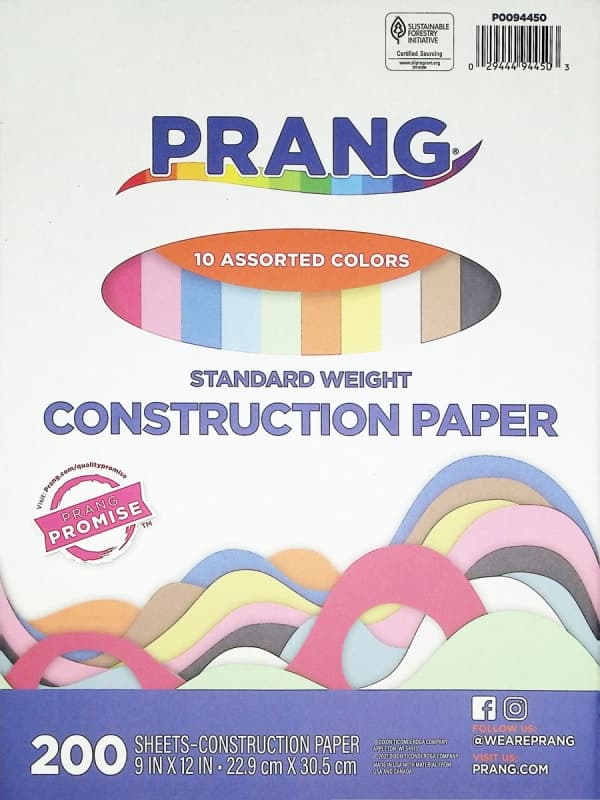 Rainbow Construction Paper, 9x12 (200 sheets in