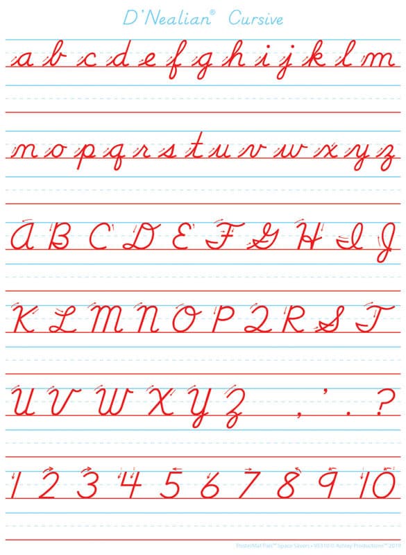 D'Nealian Cursive PosterMat Pals Space Savers