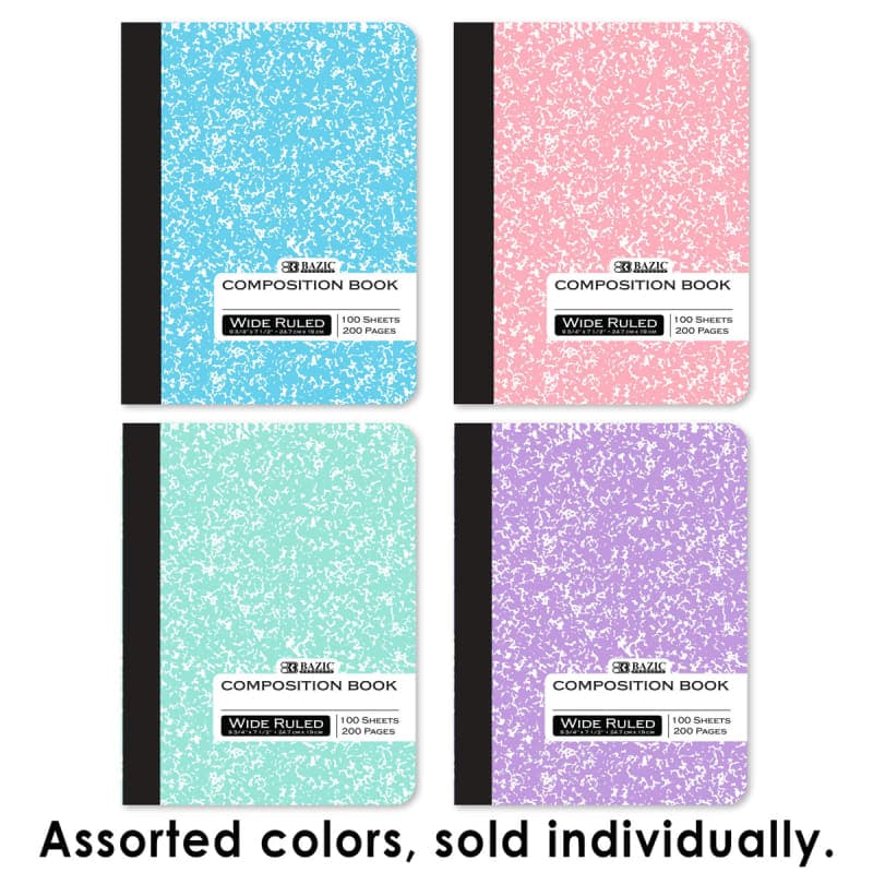 Composition Book Pastel Color Marble - Wide Ruled