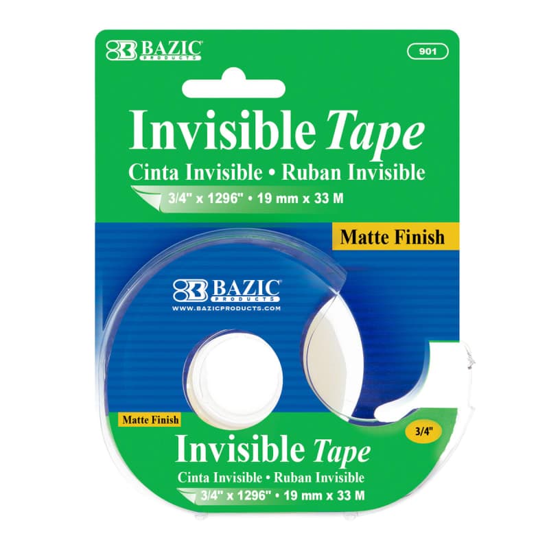 Invisible Tape with Dispenser 3/4" x 1296"