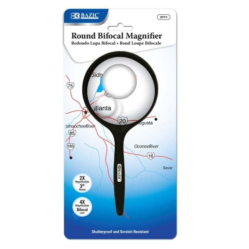 Round Bifocal Magnifier 3" 2X with 4X Bifocal