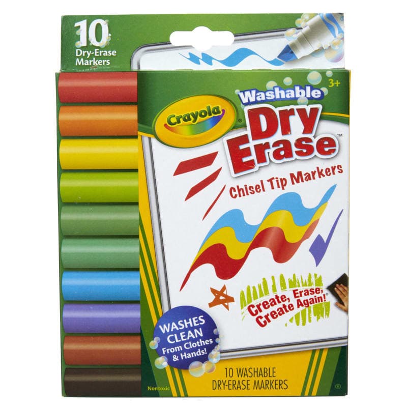 Crayola Washable Dry Erase Chisel Tip Markers 10