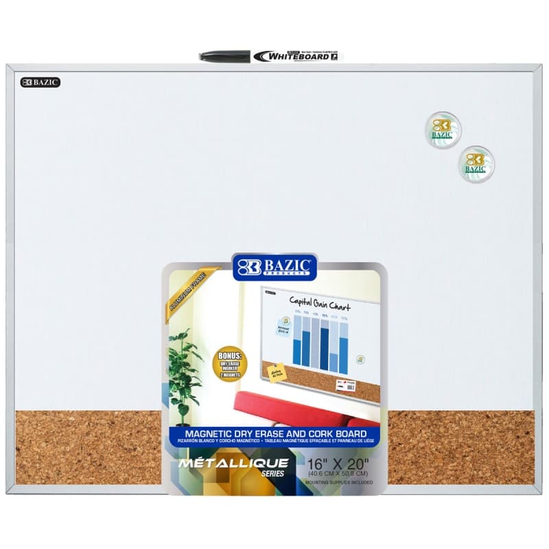Aluminum Framed Magnetic Dry Erase/Cork Combo