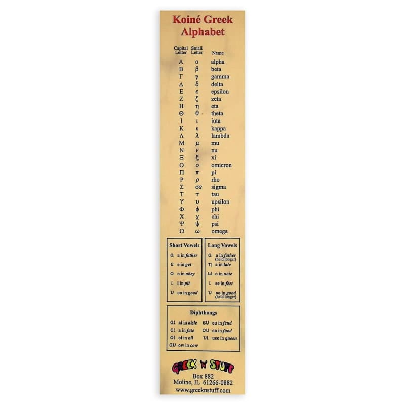 KoinT Greek Alphabet Bookmark